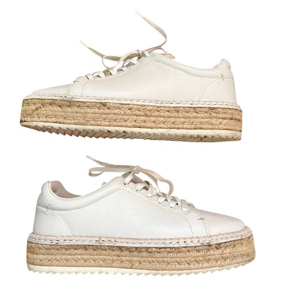 Rag & Bone White Tan Rope Kent Leather Espadrille Platform Sneakers sz 37.5 / 7 - Picture 4 of 12